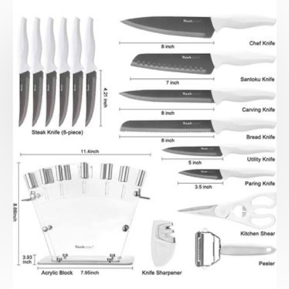New Wanbasion 16 Pieces Kitchen Knife Set - Picture 2 of 7